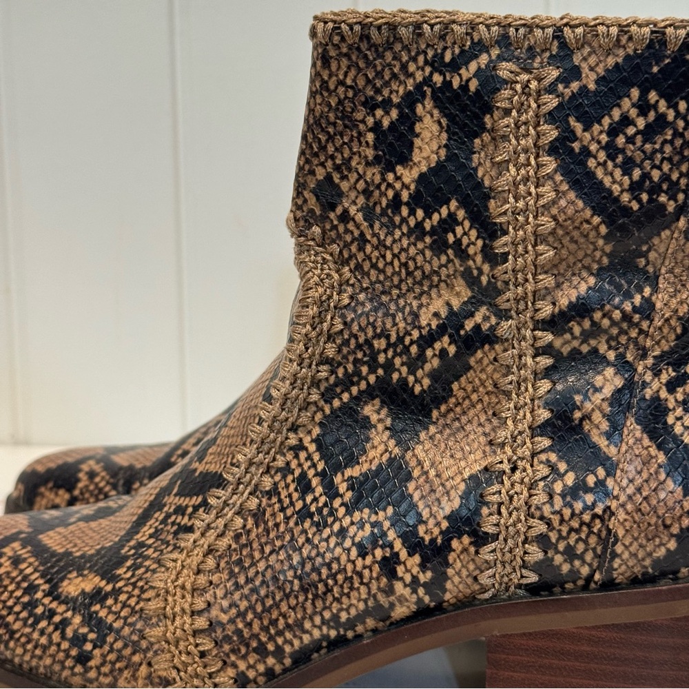 Unique and Stylish Brown Snake Print Ankle Boots - Picture 5 of 10